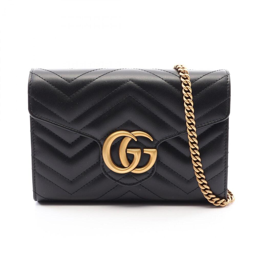 Gucci GG Marmont Shoulder Bag/Handbag, Leather, Women's, Black, 474575